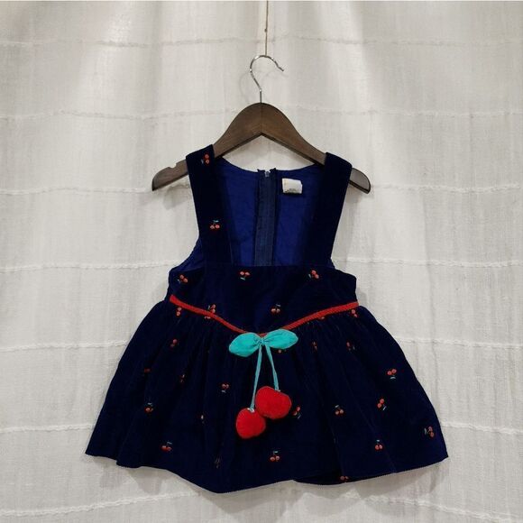 Vintage Cherry Corduroy Coverall Style Dress - Picture 1 of 10